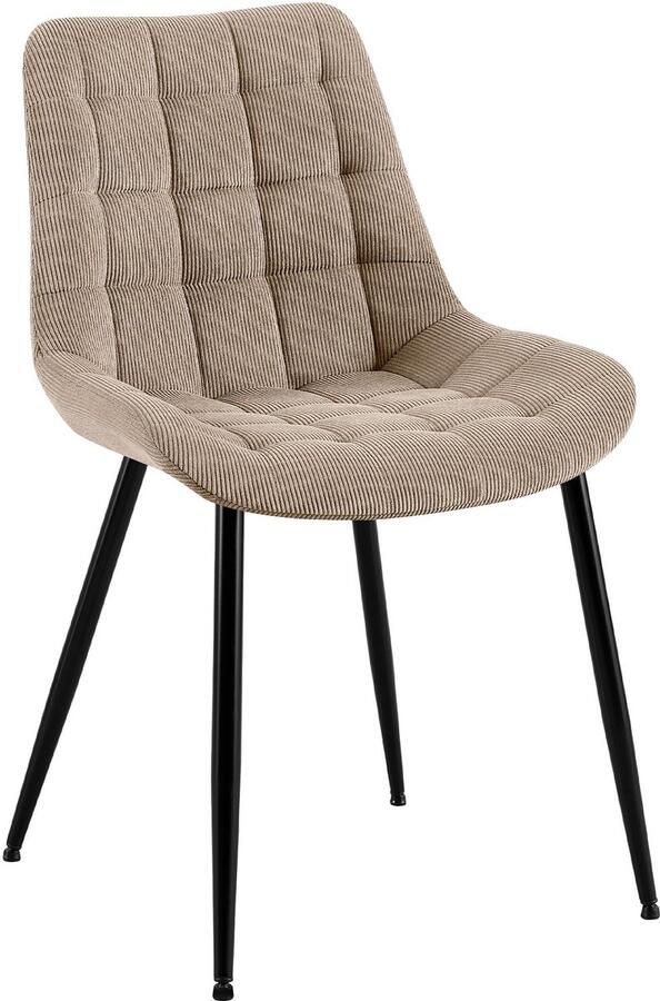 CLP Sardna Eetkamerstoel klassiek metalen frame corduroy Ribstof taupe
