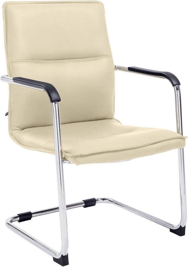 CLP Seattle Bezoekersstoel Met armleuning Eetkamerstoel Kunstleer creme