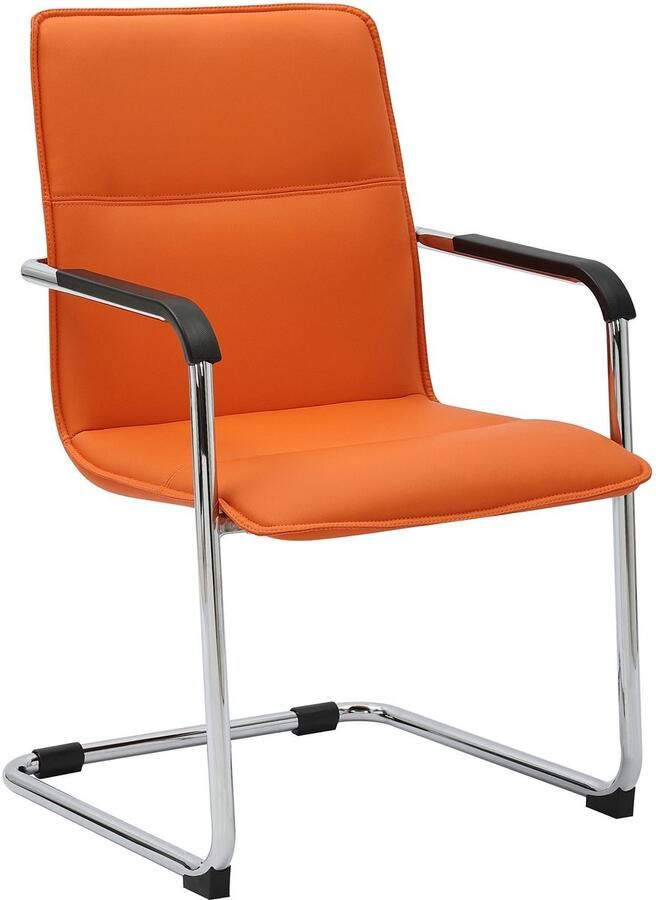 CLP Seattle Bezoekersstoel Met armleuning Eetkamerstoel Kunstleer oranje