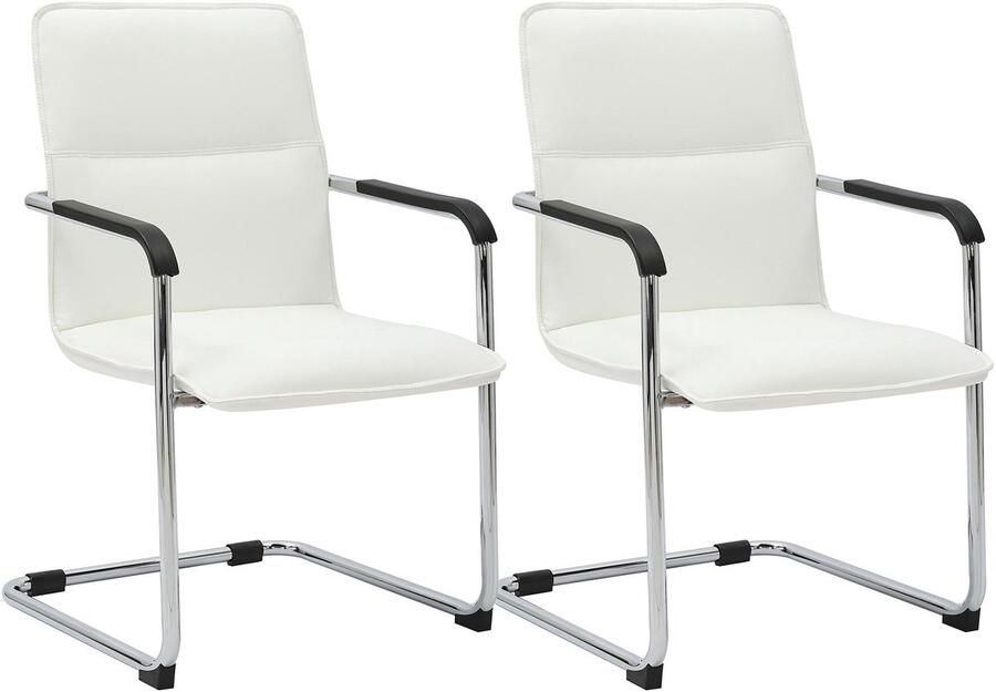 CLP Seattle Set van 2 bezoekersstoelen Met armleuning Eetkamerstoel Kunstleer wit