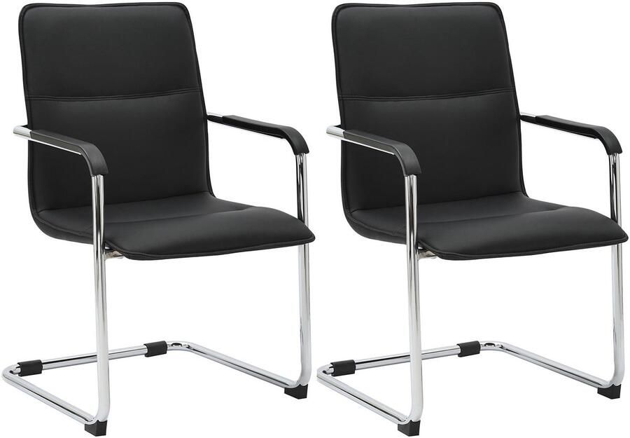 CLP Seattle Set van 2 bezoekersstoelen Met armleuning Eetkamerstoel Kunstleer zwart