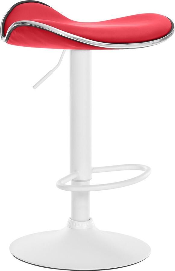 Clp Shanghai Barkruk Verstelbaar Met voetsteun Kunstleer Metaal mat wit rood