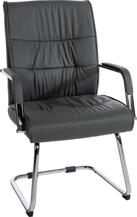 CLP Sievert Bezoekersstoel Met armleuning Eetkamerstoel Kunstleer grijs