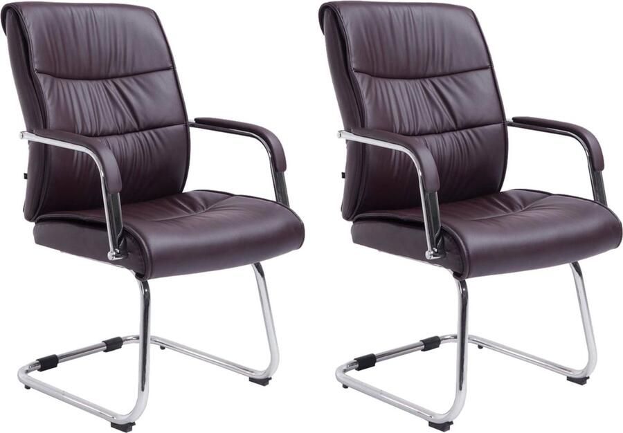 CLP Sievert Set van 2 Eetkamerstoelen Met armleuningen Kunstleer bruin