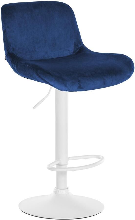 CLP Solon Barkruk met rugleuning in hoogte verstelbaar draaibaar wit frame wit blauw