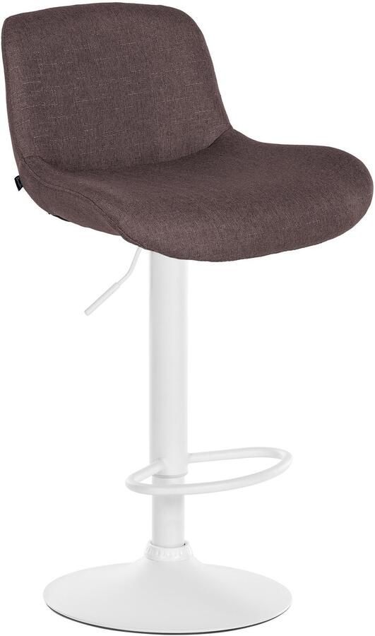 CLP Solon Barkruk met rugleuning in hoogte verstelbaar draaibaar wit frame wit donkerbruin