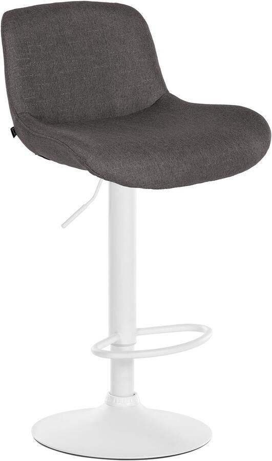 CLP Solon Barkruk met rugleuning in hoogte verstelbaar draaibaar wit frame wit donkergrijs