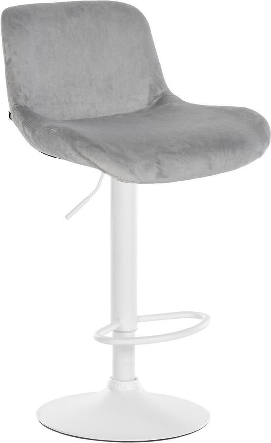 CLP Solon Barkruk met rugleuning in hoogte verstelbaar draaibaar wit frame wit grijs