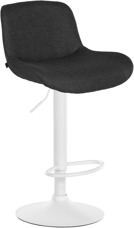 CLP Solon Barkruk met rugleuning in hoogte verstelbaar draaibaar wit frame wit zwart