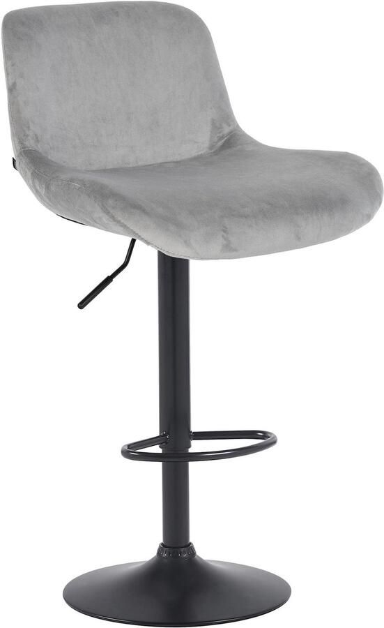 CLP Solon Barkruk met rugleuning in hoogte verstelbaar draaibaar zwart frame zwart grijs