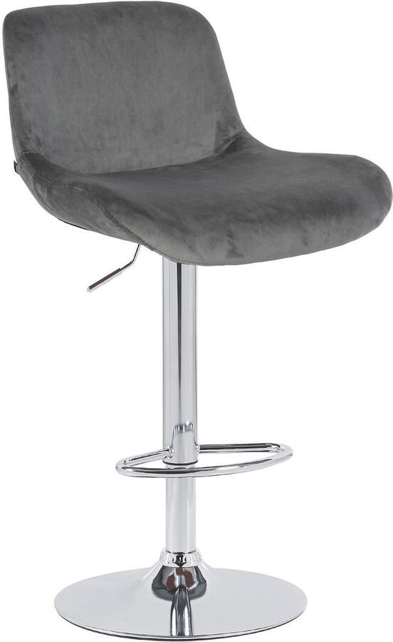 CLP Solon Barkruk met rugleuning in hoogte verstelbare draaibaar chroom frame chroom donkergrijs