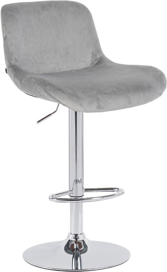 CLP Solon Barkruk met rugleuning in hoogte verstelbare draaibaar chroom frame chroom grijs