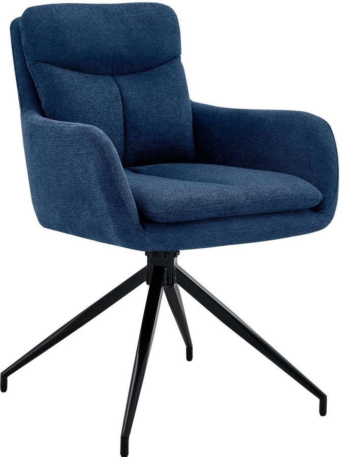 CLP Somers Eetkamerstoel met armleuning Draaibare fauteuil Stof blauw