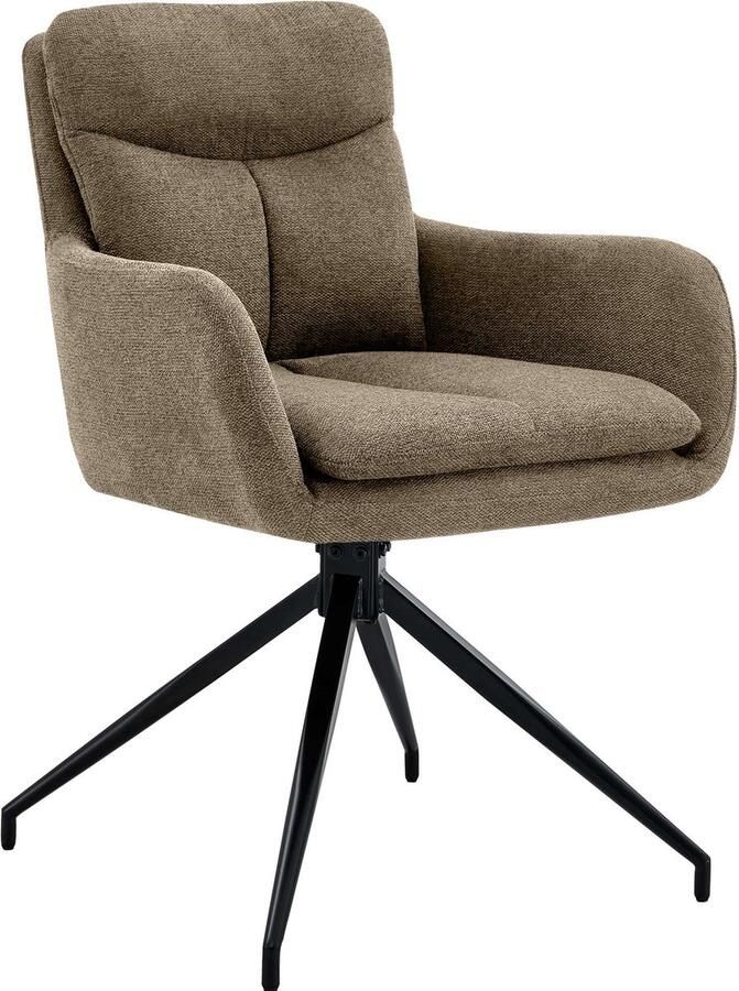 CLP Somers Eetkamerstoel met armleuning Draaibare fauteuil Stof bruin