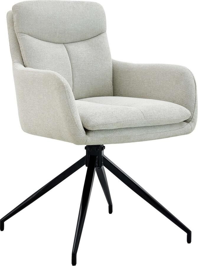 CLP Somers Eetkamerstoel met armleuning Draaibare fauteuil Stof creme