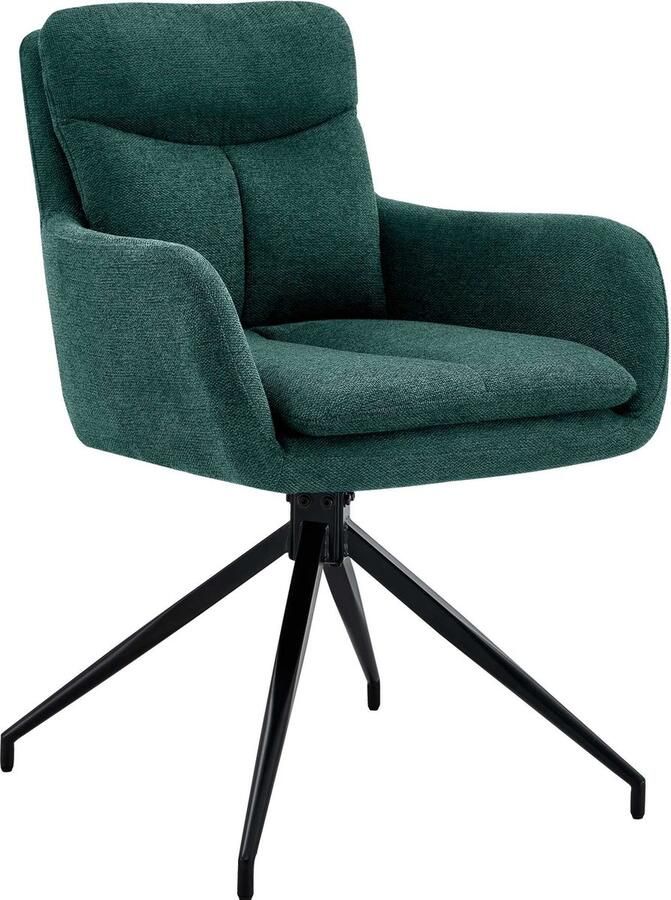 CLP Somers Eetkamerstoel met armleuning Draaibare fauteuil Stof groen