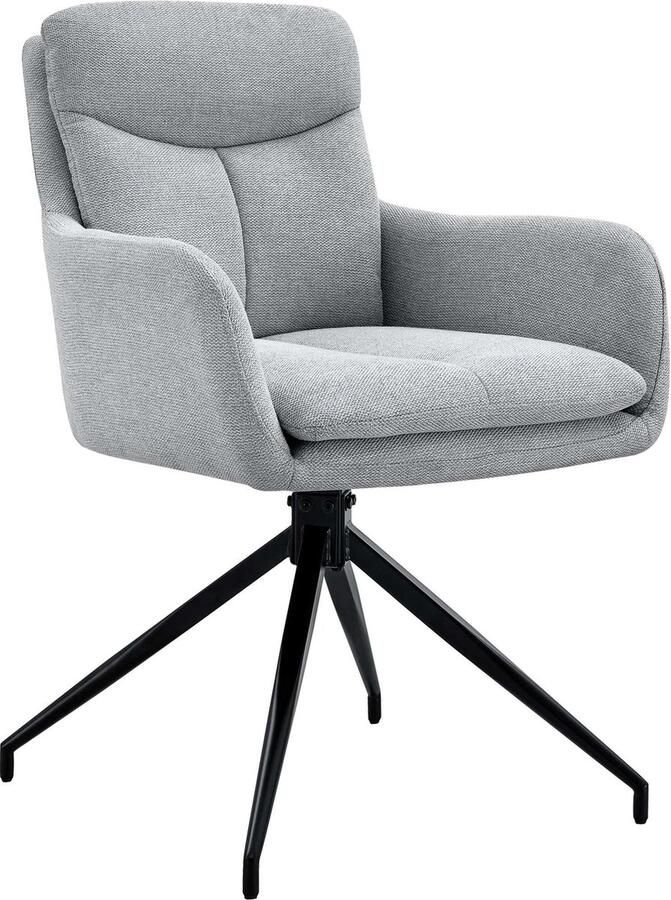CLP Somers Eetkamerstoel met armleuning Draaibare fauteuil Stof licht grijs