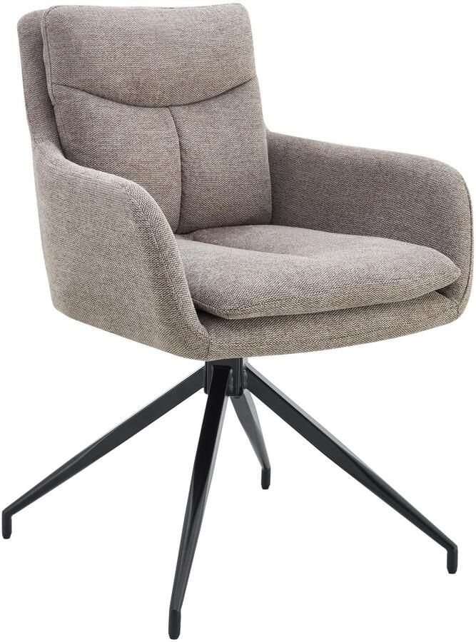 CLP Somers Eetkamerstoel met armleuning Draaibare fauteuil Stof taupe