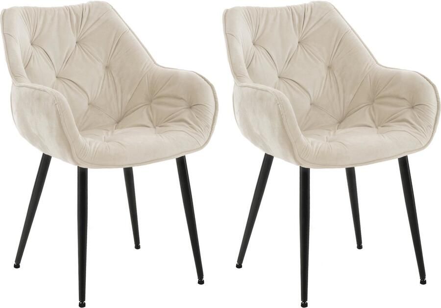 2-delige set Fluwelen Eetkamerstoelen Stoelenset Modern Design & Comfort
