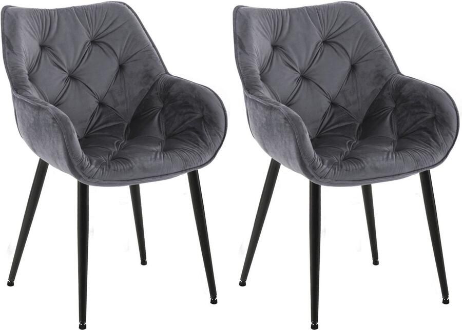 2-delige set Fluwelen Eetkamerstoelen Stoelenset Modern Design & Comfort