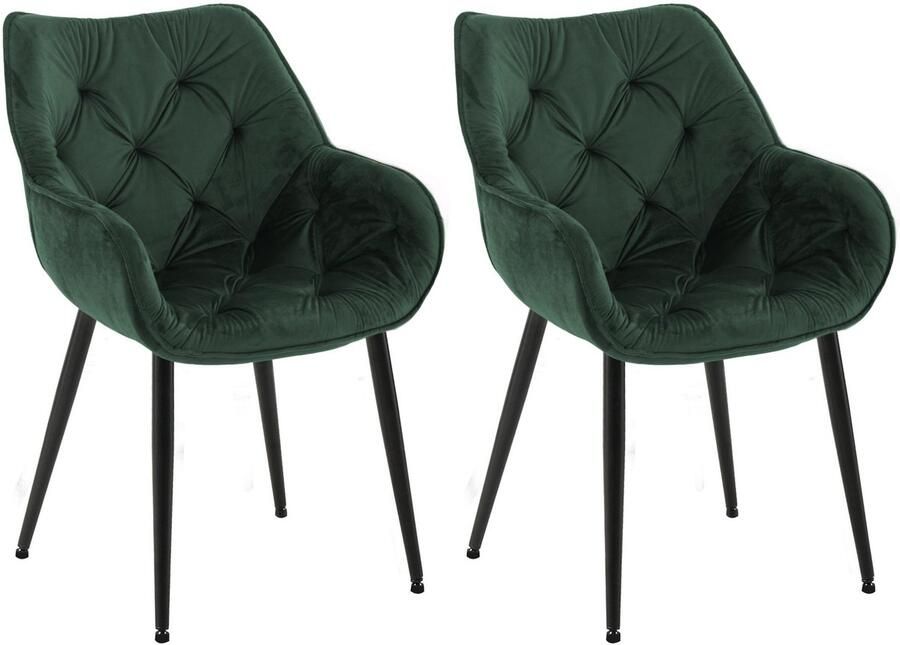 2-delige set Fluwelen Eetkamerstoelen Stoelenset Modern Design & Comfort