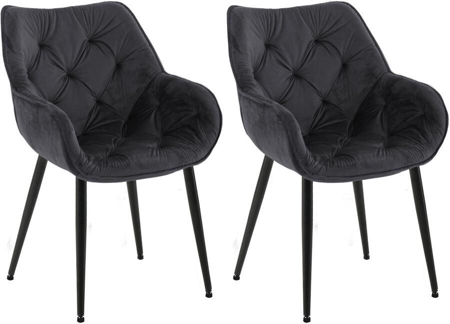 2-delige set Fluwelen Eetkamerstoelen Stoelenset Modern Design & Comfort
