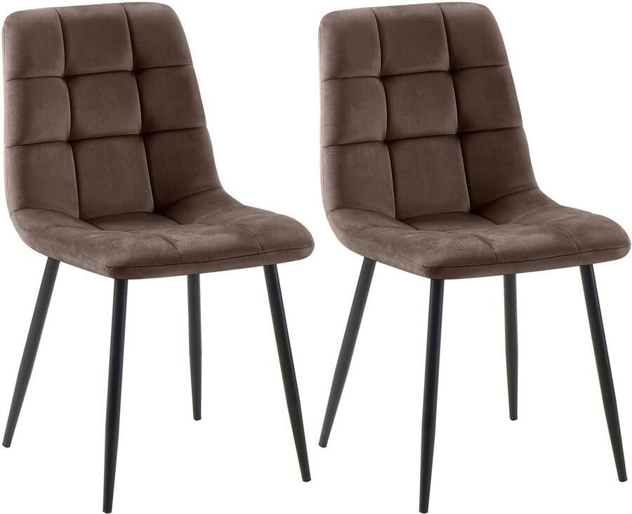 CLP Tilde Set van 2 eetkamerstoelen Zonder armleuning Industrieel bruin Fluweel