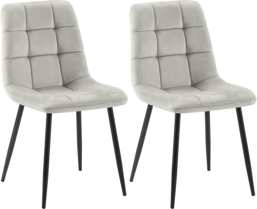 CLP Tilde Set van 2 eetkamerstoelen Zonder armleuning Industrieel grijs Fluweel