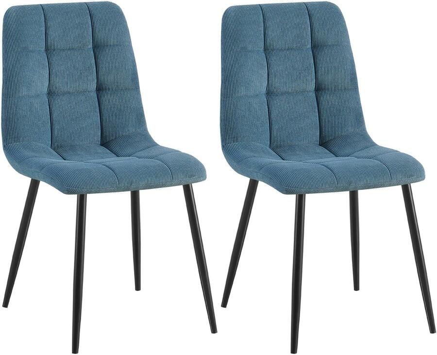 CLP Tilde Set van 2 eetkamerstoelen Zonder armleuning Industrieel Ribstof blauw