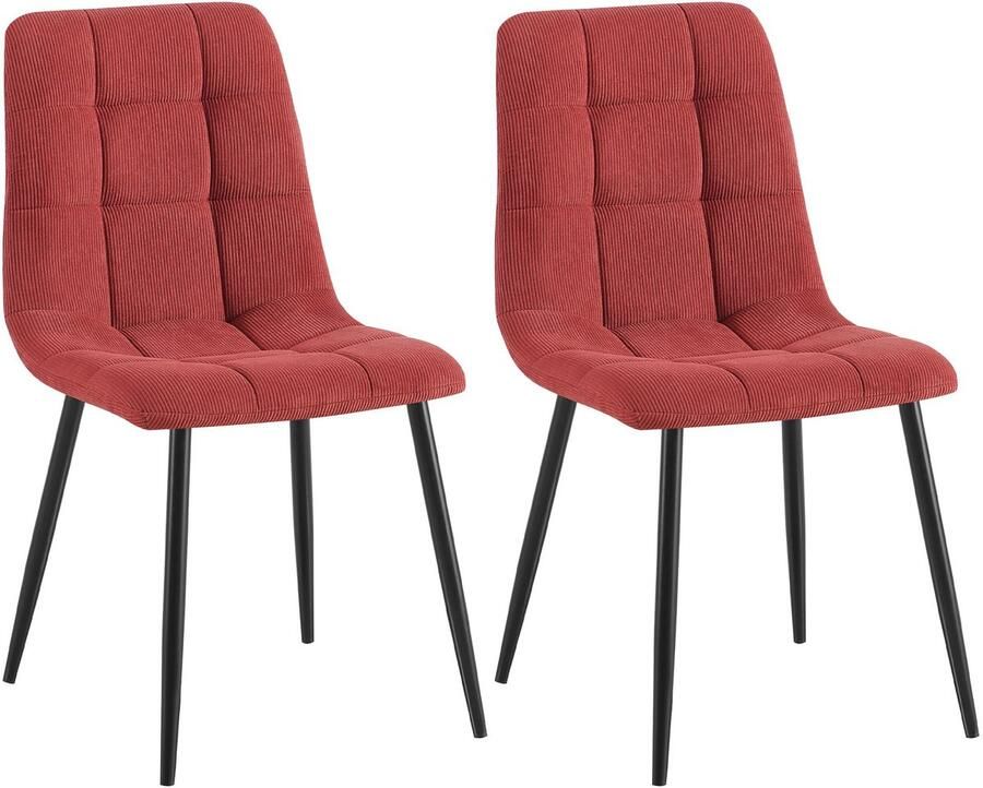 CLP Tilde Set van 2 eetkamerstoelen Zonder armleuning Industrieel Ribstof bordeauxrood