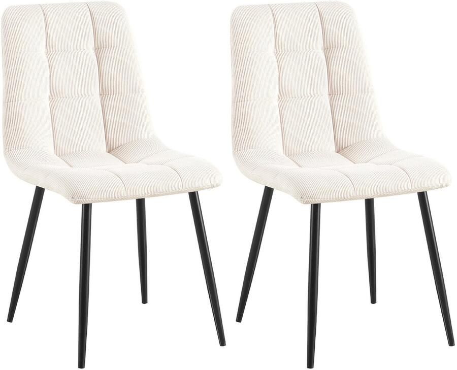 CLP Tilde Set van 2 eetkamerstoelen Zonder armleuning Industrieel Ribstof creme