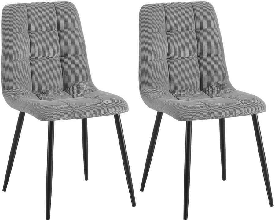 CLP Tilde Set van 2 eetkamerstoelen Zonder armleuning Industrieel Ribstof grijs