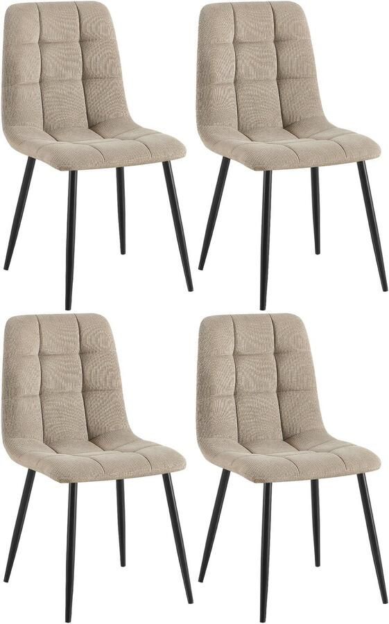 CLP Tilde Set van 4 Eetkamerstoel Zonder armleuning Industrieel Ribstof taupe