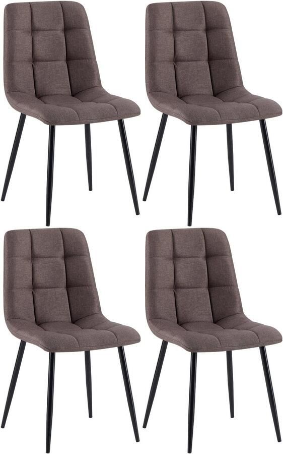 CLP Tilde Set van 4 Eetkamerstoel Zonder armleuning Industrieel Stof bruin