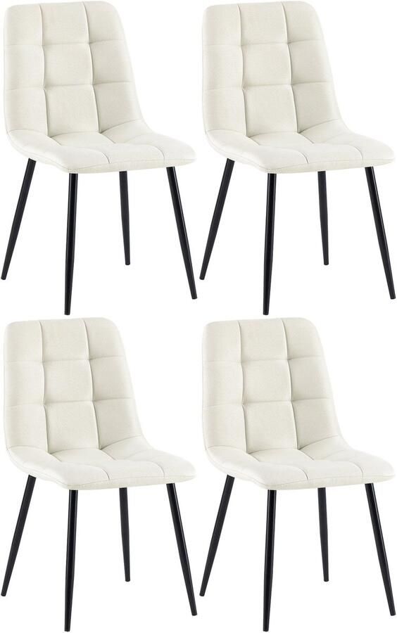 CLP Tilde Set van 4 Eetkamerstoel Zonder armleuning Industrieel Stof creme