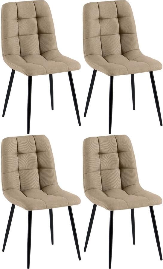 CLP Tilde Set van 4 Eetkamerstoel Zonder armleuning Industrieel Stof taupe