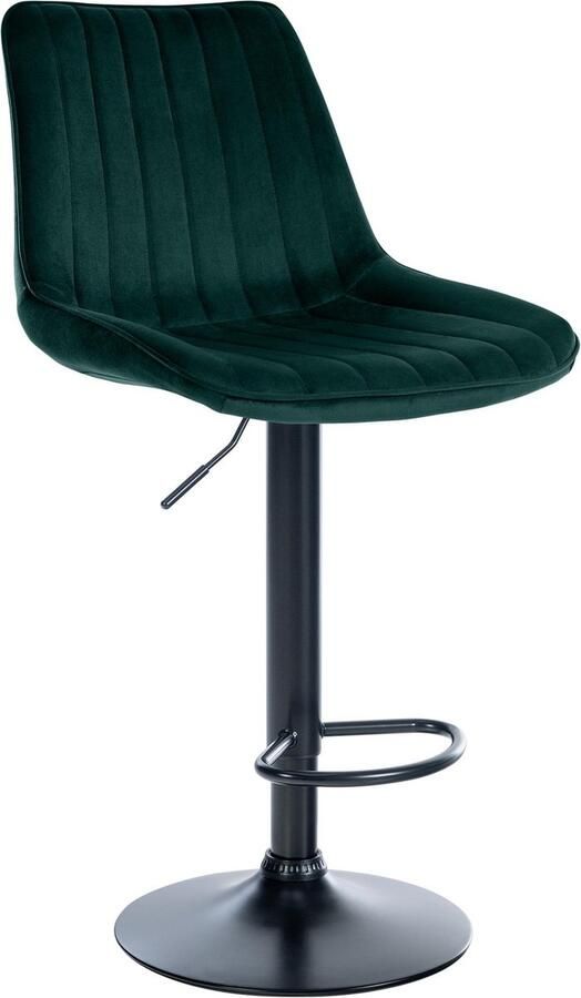 CLP Toni Barkruk Met rugleuning Verstelbaar Velvet Fluweel groen zwart