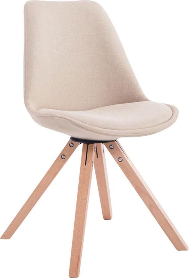 Clp Toulouse Eetkamerstoel Vierkant Stof Creme Kleur onderstel natura