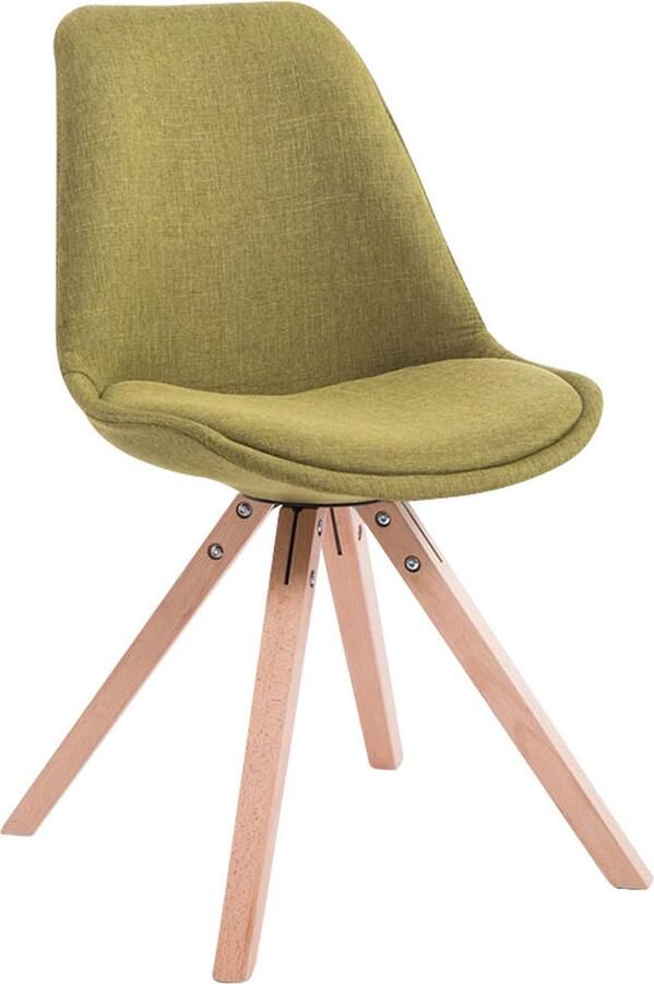 Clp Toulouse Eetkamerstoel Vierkant Stof Groen Kleur onderstel natura