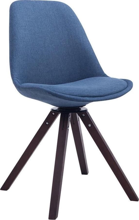 CLP Troyes Bezoekersstoel Stof blauw walnoot
