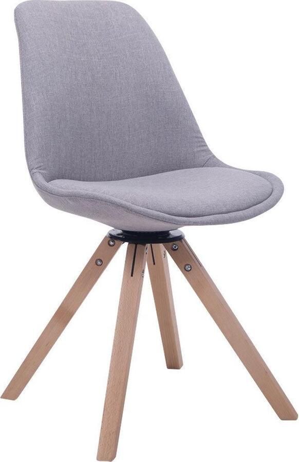 Clp Troyes Bezoekersstoel Stof Grijs houten onderstel kleur natura hoekige poot
