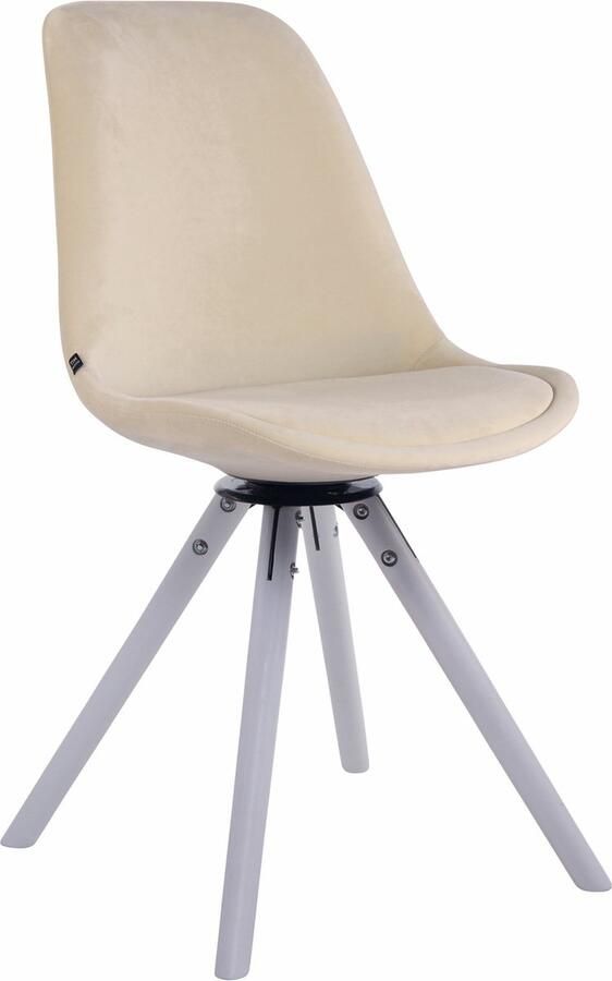 CLP Troyes Eetkamerstoel Rond frame Fluweel wit creme