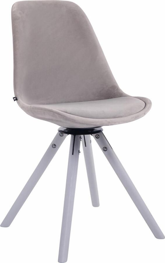CLP Troyes Eetkamerstoel Rond frame Fluweel wit grijs