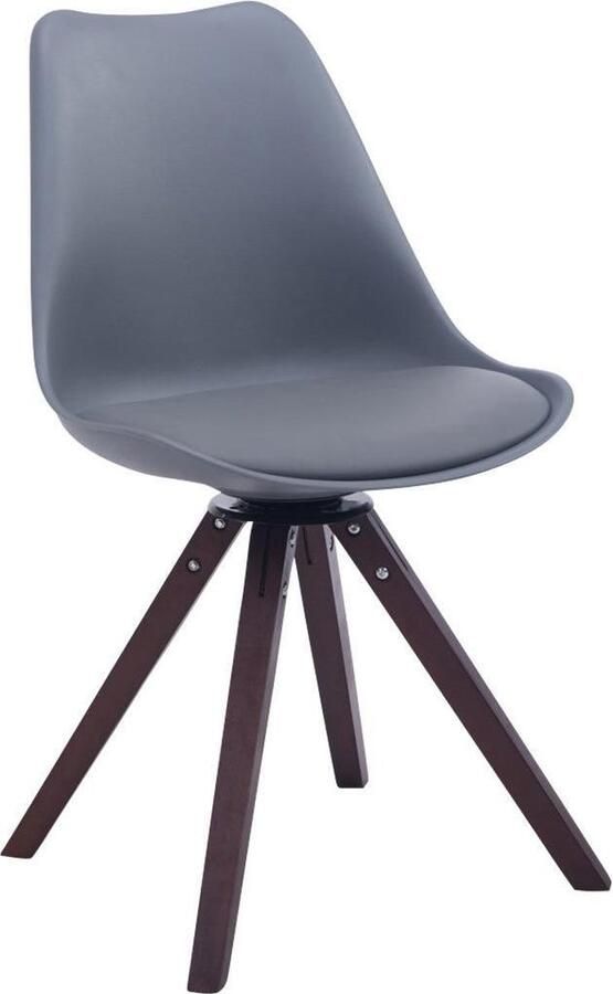 CLP Troyes Eetkamerstoel Vierkant frame Kunstleer grijs walnoot