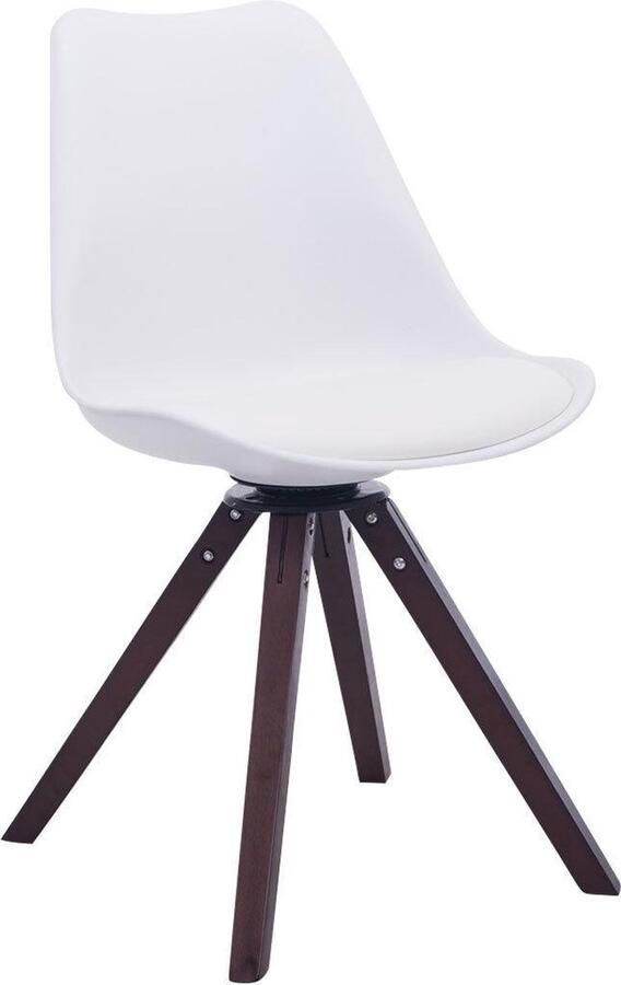 CLP Troyes Eetkamerstoel Vierkant frame Kunstleer wit walnoot