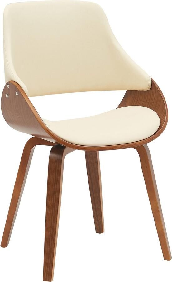 CLP Vangale Eetkamerstoel Klassiek Met houten poten walnoot creme Kunstleer