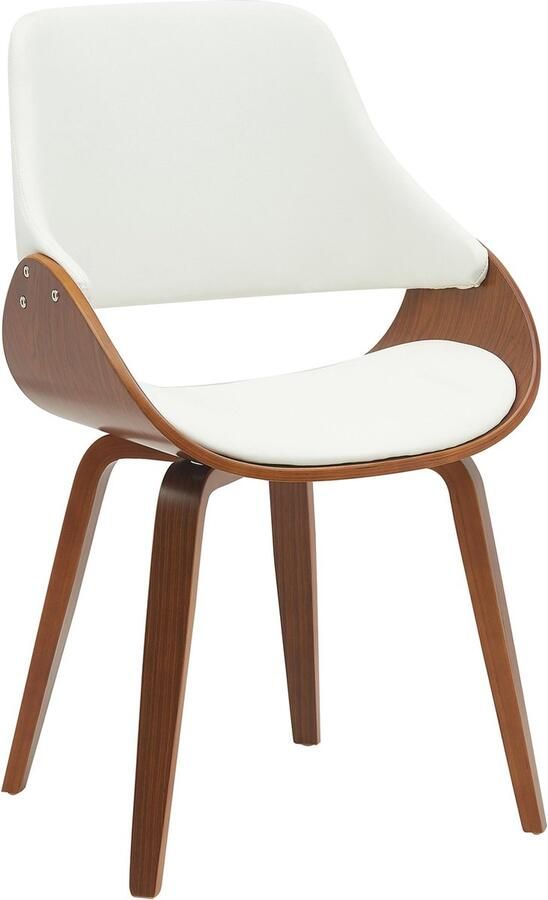 CLP Vangale Eetkamerstoel Klassiek Met houten poten walnoot wit Kunstleer