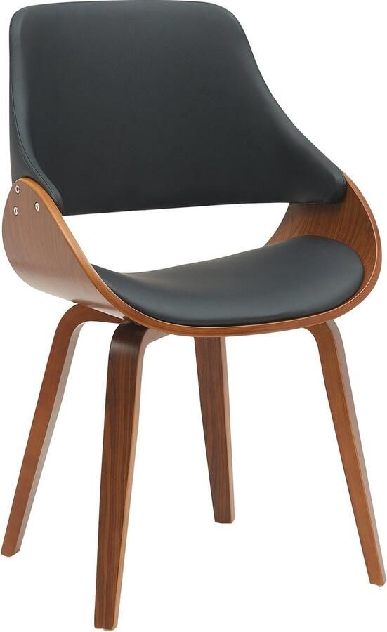 CLP Vangale Eetkamerstoel Klassiek Met houten poten walnoot zwart Kunstleer