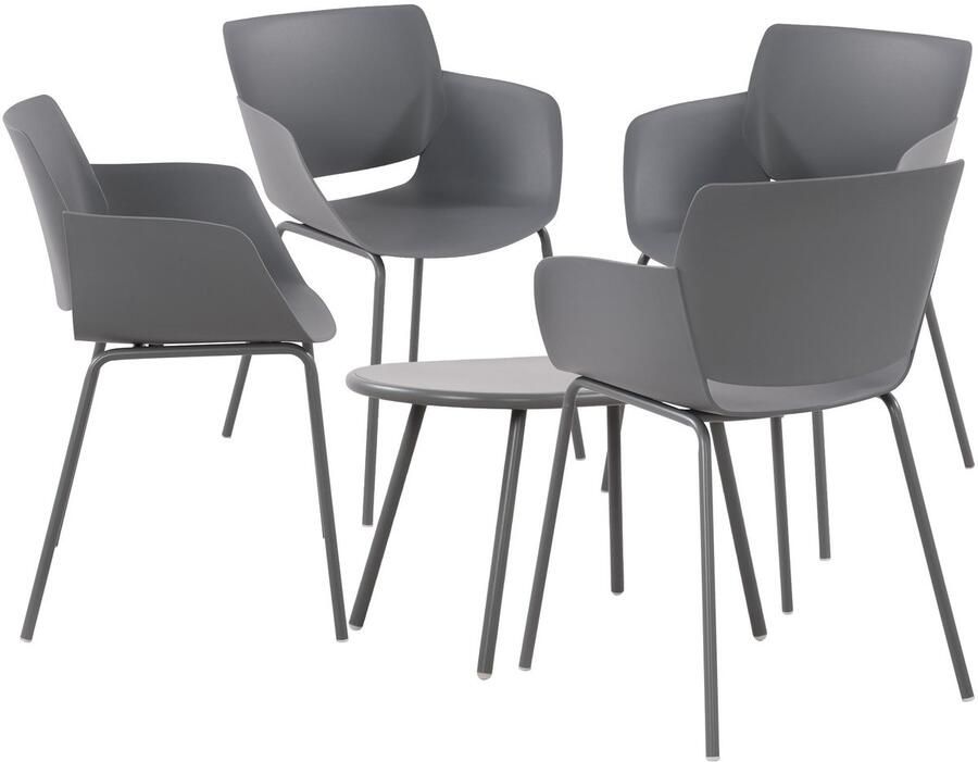 Clp Velvena Tuinset Set bestaande uit Velva tafel en Alpena stoelen weerbestendig UV-bestendig donkergrijs 4 stoelen