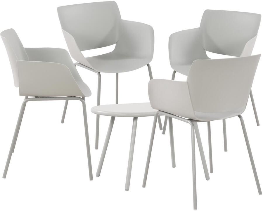 Clp Velvena Tuinset Set bestaande uit Velva tafel en Alpena stoelen weerbestendig UV-bestendig licht grijs 4 stoelen